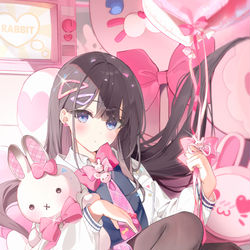 This is a pixiv picture whose title is うさぎ大好きJKちゃん🐰🎀💕.