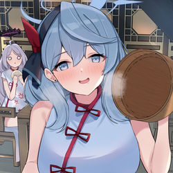 This is a pixiv picture whose title is 肉まん食べたいですか？♡.