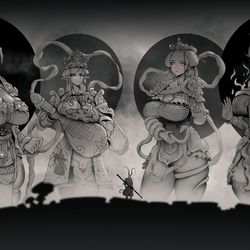 This is a pixiv picture whose title is 娘化四大天王.