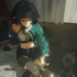 This is a pixiv picture whose title is 简和她的霹雳袜子.