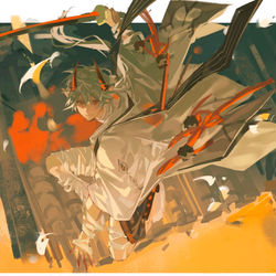 This is a pixiv picture whose title is 🔪.