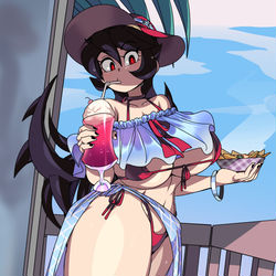 This is a pixiv picture whose title is Filia (Skullgirls) summer pin-up.