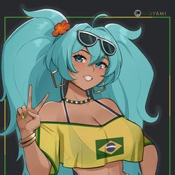 This is a pixiv picture whose title is Brazilian Miku.