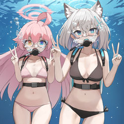 This is a pixiv picture whose title is シロコ, ホシノ.