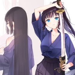 This is a pixiv picture whose title is 夏の剣道部の部長.