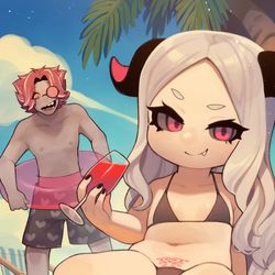 This is a pixiv picture whose title is プールを楽しむアザク様.