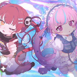 This is a pixiv picture whose title is ツインテールは20歳まで♡cover 宝鍾マリン × 湊あくあ.