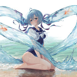This is a pixiv picture whose title is ボトルミク スク水セーラー🌊🌊.
