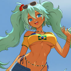 This is a pixiv picture whose title is Brazilian Miku.