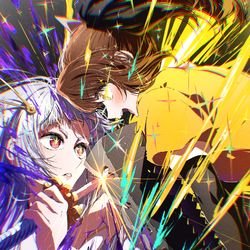This is a pixiv picture whose title is 『衝突』.