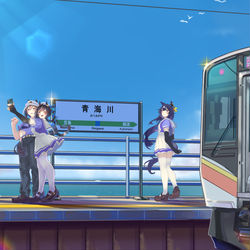 This is a pixiv picture whose title is 海の見える駅.