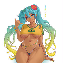 This is a pixiv picture whose title is Brazilian Miku.
