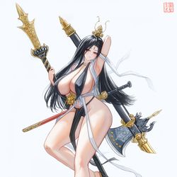 This is a pixiv picture whose title is 杨戬娘化 YangJian Feminine.