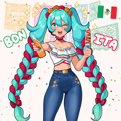 This is a pixiv picture whose title is Mexican Miku.