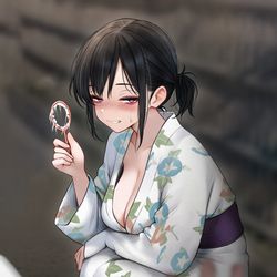 This is a pixiv picture whose title is 「…破れちゃった♡」.