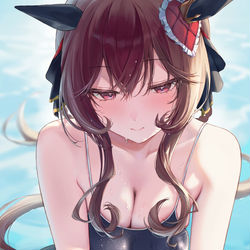 This is a pixiv picture whose title is スク水ジェンティルドンナ.