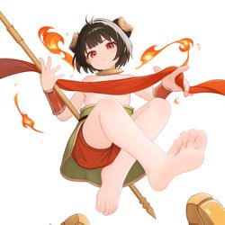 This is a pixiv picture whose title is 黑神话娘化哪吒.