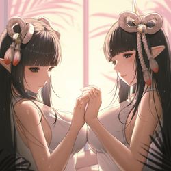 This is a pixiv picture whose title is 火芽  水芸 Monster Hunter Rise.