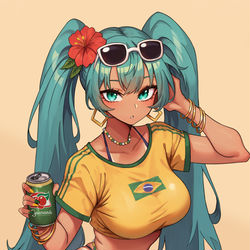 This is a pixiv picture whose title is Brazilian Miku.