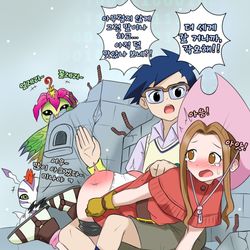 This is a pixiv picture whose title is [디지몬 어드벤처] 미나 혼내는 정석 part.2.