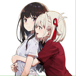 This is a pixiv picture whose title is the hug from behind.