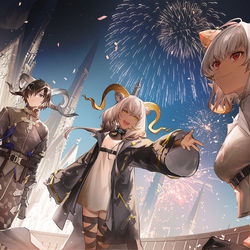 This is a pixiv picture whose title is 【お仕事】アークナイツ5周年記念イラスト.