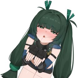 This is a pixiv picture whose title is なにかを受け止める青衣先輩.