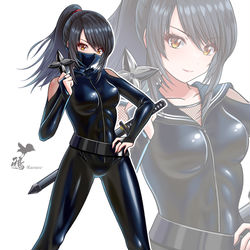 This is a pixiv picture whose title is 鴉　フルジップ隠密衣装【全身】.