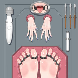 This is a pixiv picture whose title is 知更鸟の脚底惩罚.