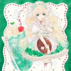 This is a pixiv picture whose title is メロンクリームソーダ風の女の子.