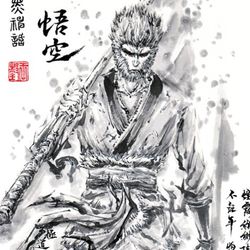 This is a pixiv picture whose title is 【極道畫師】黒神話悟空.