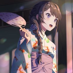 This is a pixiv picture whose title is 花火を見ている麻衣さんを見る.