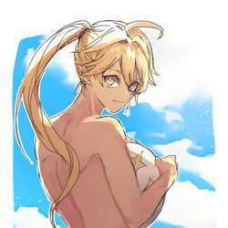This is a pixiv picture whose title is ポニテ空⛅️.