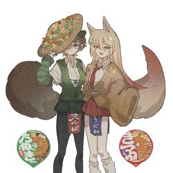 This is a pixiv picture whose title is 赤いきつねと緑のたぬき.