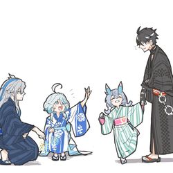 This is a pixiv picture whose title is フォンテーヌの夏休み.