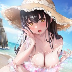 This is a pixiv picture whose title is めいちゃんと海.