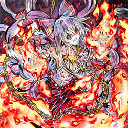This is a pixiv picture whose title is 瑞霊に憑依された妹紅.