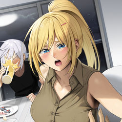 This is a pixiv picture whose title is 『触ってみろ！私はそんなに固くない！』.
