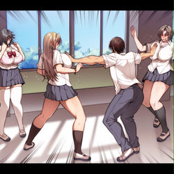 This is a pixiv picture whose title is 不器用ながらも喧嘩の仲裁に入る男.