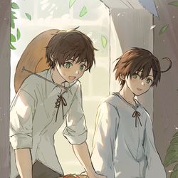 This is a pixiv picture whose title is 親分子分.