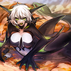This is a pixiv picture whose title is 【Skeb】ドラゴン娘⚡️.