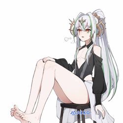 This is a pixiv picture whose title is 洗脚.