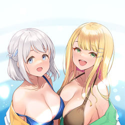 This is a pixiv picture whose title is 【378+】　「3人でセミブルーしない？」.