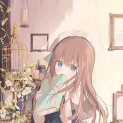 This is a pixiv picture whose title is 本と女の子.