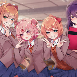 This is a pixiv picture whose title is みんなではいチーズ！.