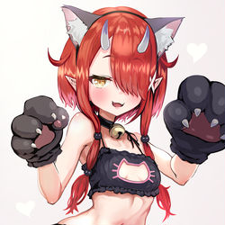 This is a pixiv picture whose title is 鬼灯わらべ　猫ランジェリー.