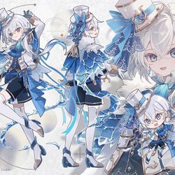 This is a pixiv picture whose title is Character Design［ 波音の剣舞士 ］.