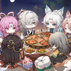 This is a pixiv picture whose title is 中秋快乐~一起聚餐~.