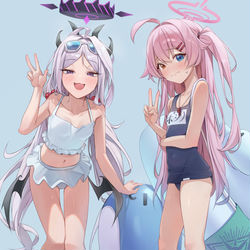 This is a pixiv picture whose title is 반전 호시노&히나.