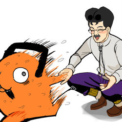 This is a pixiv picture whose title is 優しそうなおじさんとなぜか逃げるポチタ.